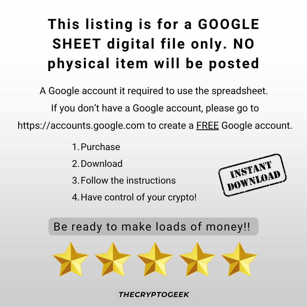 Crypto Exit Strategy Bundle: Google Sheets Portfolio Tracker/Planner - Digital Download