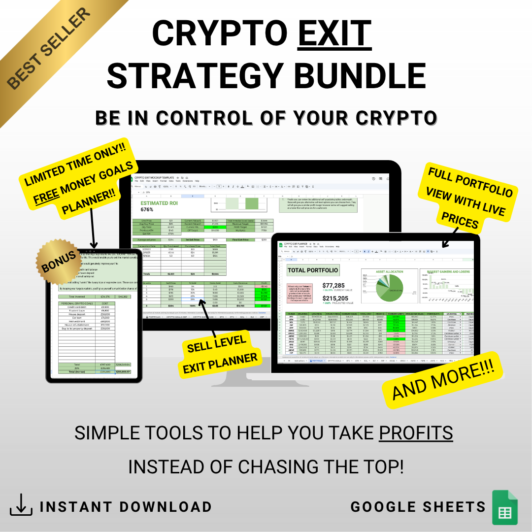 Crypto Exit Strategy Bundle: Google Sheets Portfolio Tracker/Planner - Digital Download