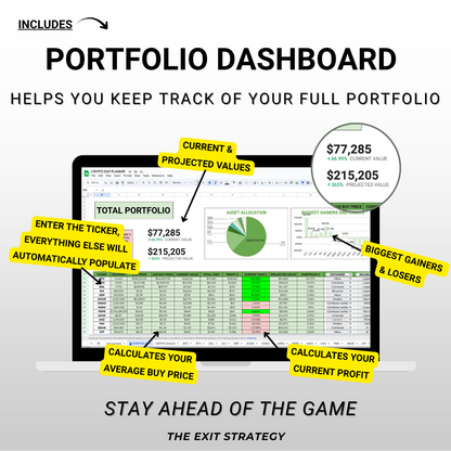 Crypto Exit Strategy Bundle: Google Sheets Portfolio Tracker/Planner - Digital Download