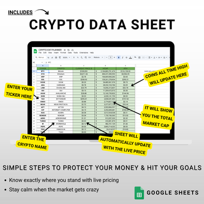 Crypto Exit Strategy Bundle: Google Sheets Portfolio Tracker/Planner - Digital Download