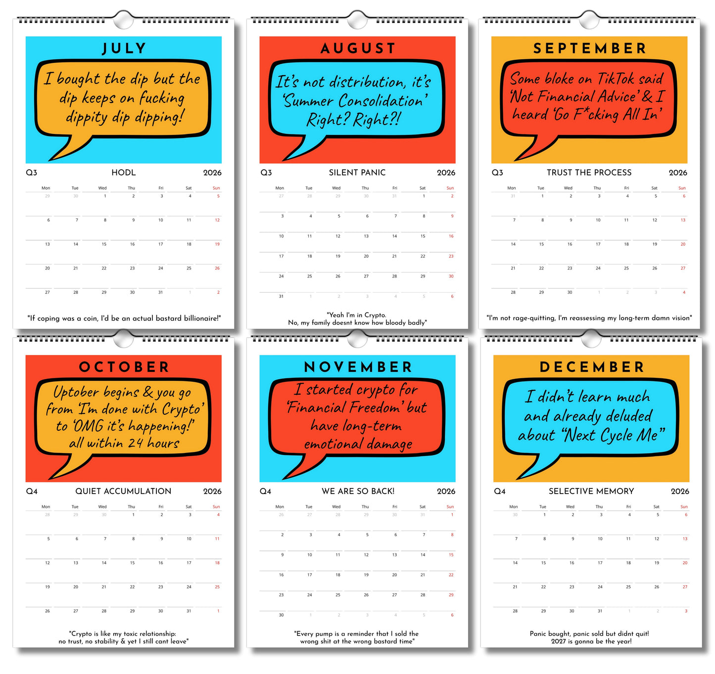Funny Crypto 2026, The Year You Don't F*ck It Up! Wall Monthly Calendar Cheeky Banter Gift for Friends & family, sweary adult Humour
