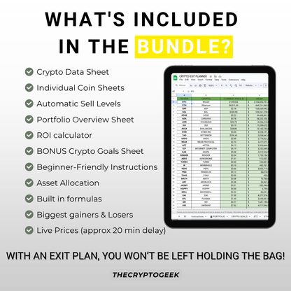 Crypto Exit Strategy Bundle: Google Sheets Portfolio Tracker/Planner - Digital Download